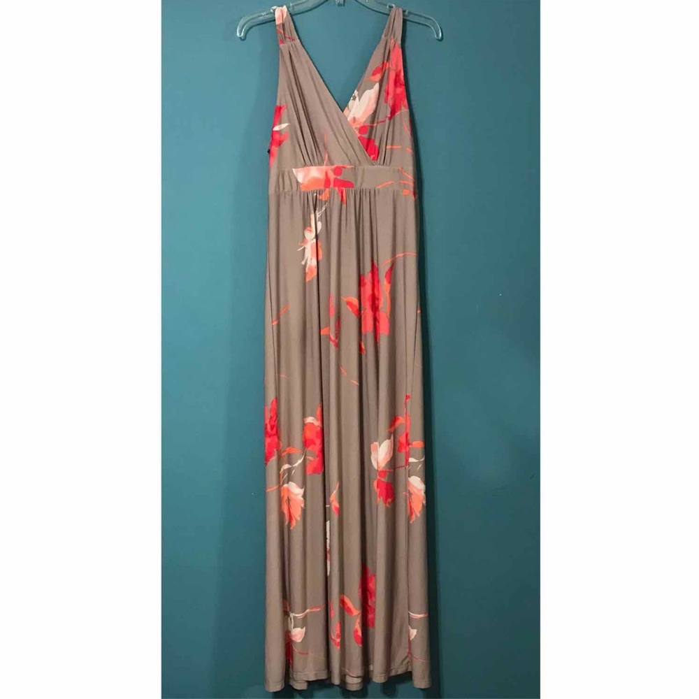 🛍Apt. 9 Comfy Stretch Vibrant Floral Taupe Dress